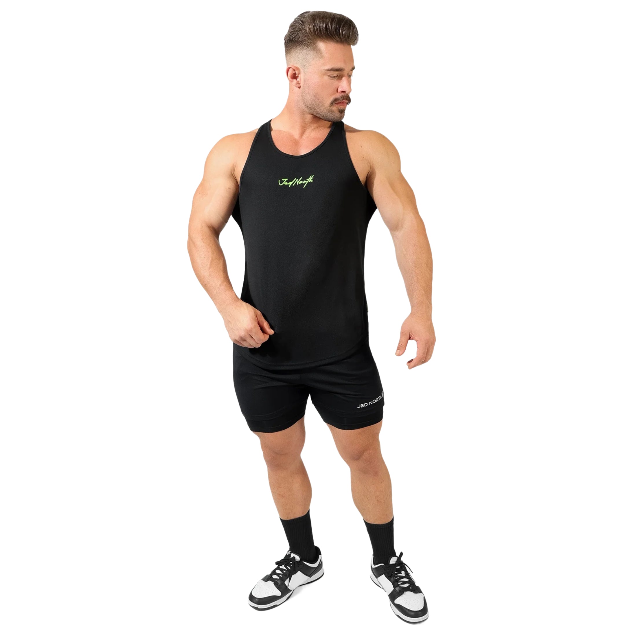 Jed North Men's Microfiber Dri-Fit Workout Tank Top - Moisture Wicking Athletic Shirt for Gym, Running & Training (Black)