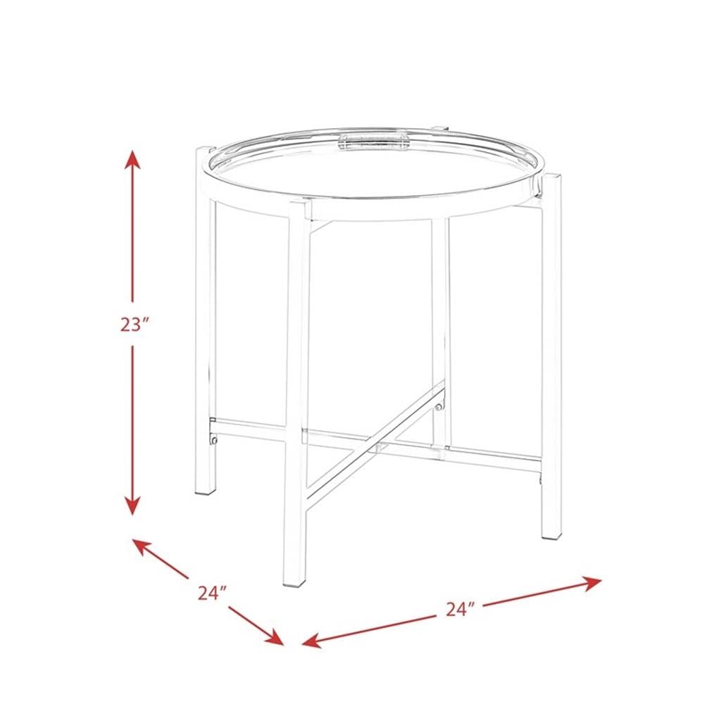 BOWERY HILL Modern Round Side Table with Gold Metal Edge - Perfect for Living Room, Bedroom or Office Accent Table