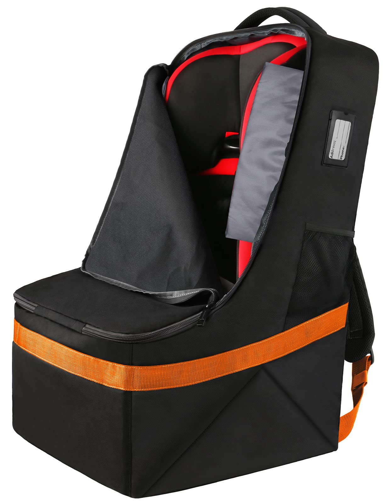 YOREPEK Padded Car Seat Travel Backpack for Airplane - Heavy Duty Gate Check Bag for Air Travel with Extra Protection (Orange) | Perfect for Family Vacations, Road Trips & Airport Security Checks