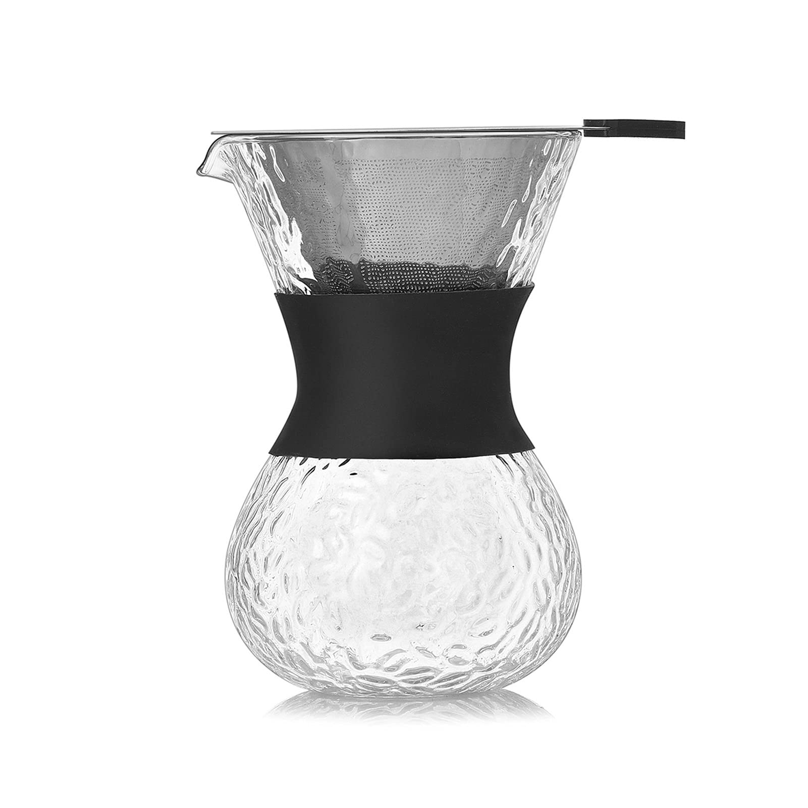 Premium High Borosilicate Glass Coffee Kettle - 300ml Pour Over Coffee Maker with Stainless Steel Filter for Espresso, Tea & Drip Brewing | Ideal for Home, Office & Specialty Coffee Shops