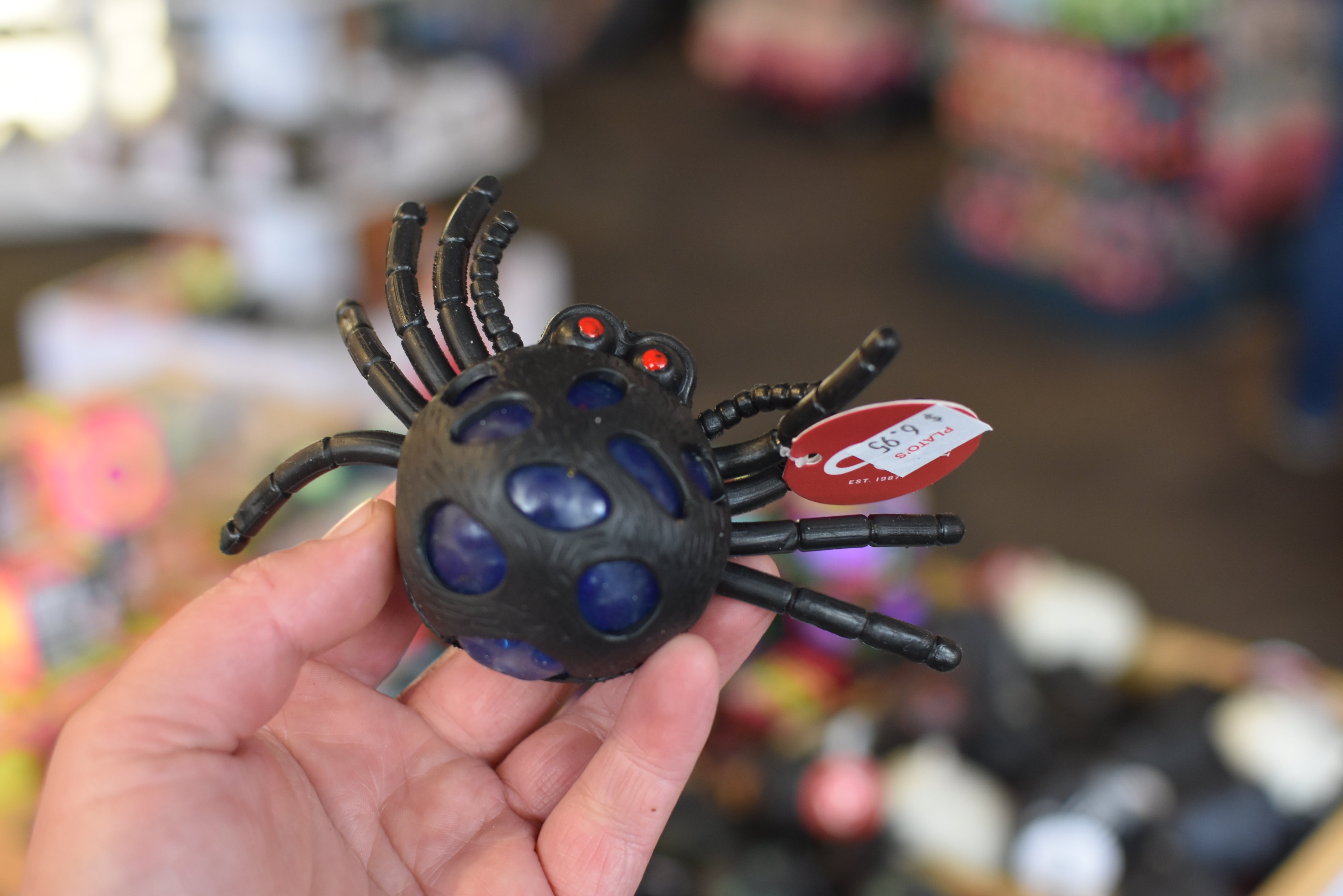 Black Gel Orb Filled Squishy Spider Sensory Toy - Stress Relief & Anxiety Fidget Toy for Kids & Adults - Perfect for Autism, ADHD, Office & Classroom Use