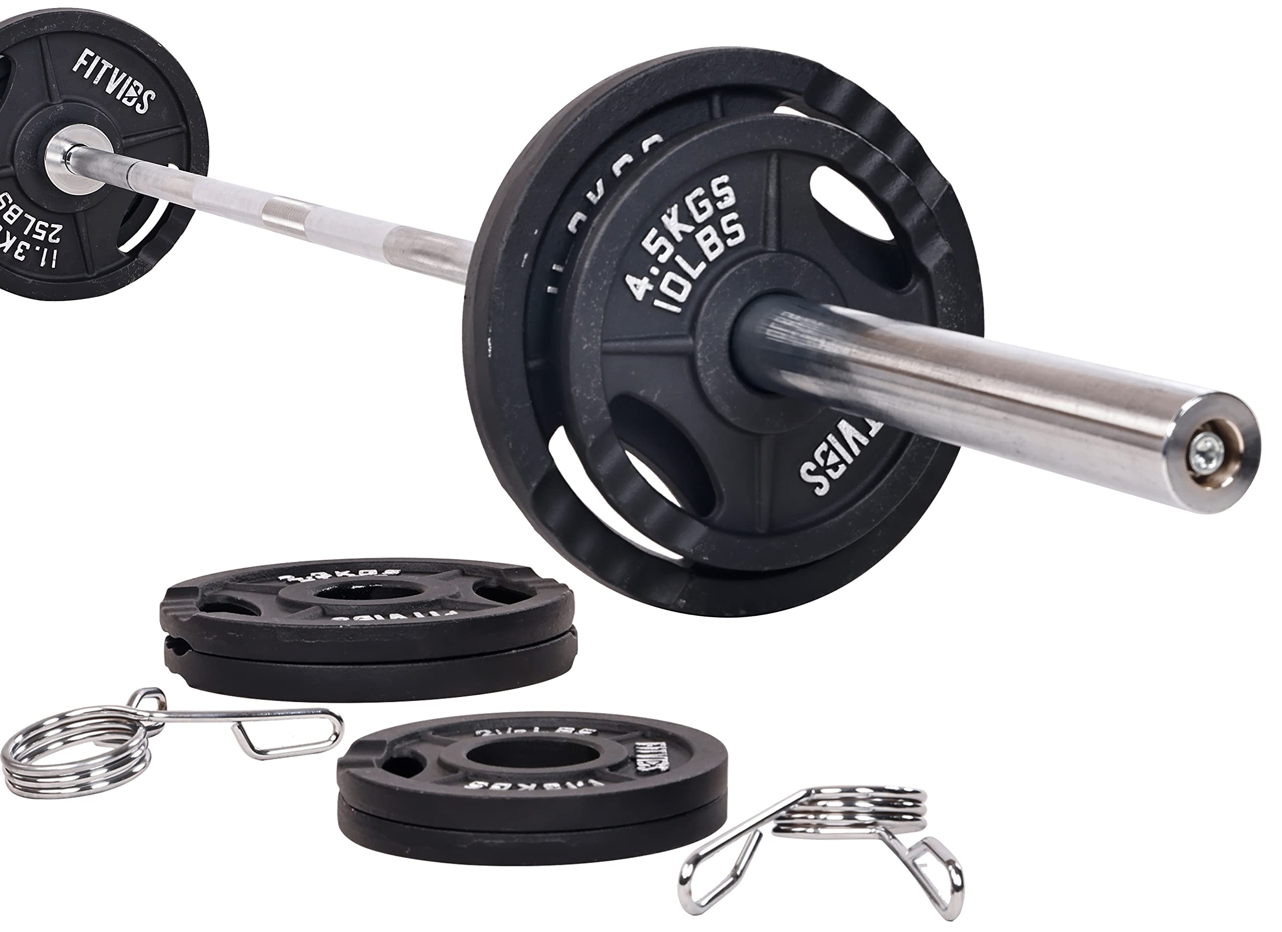 Olympic Cast Iron Weight Plates for Strength Training & Weightlifting - Pair, Set, or Combo with Barbell - Multiple Sizes (Home Gym, CrossFit, Powerlifting)