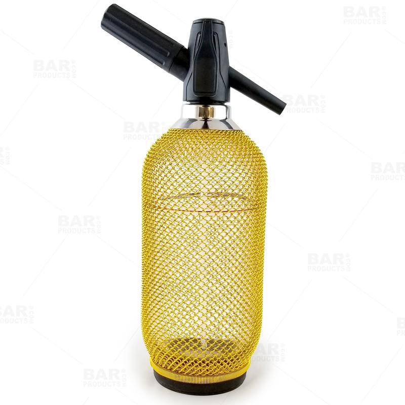 BarConic® 1 Liter Glass Soda Siphon with Stainless Steel Mesh Cover - Perfect for Carbonating Drinks, Cocktails & Sparkling Water at Home or Bar