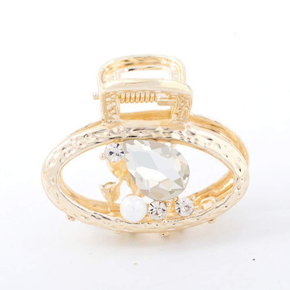 6PCS Women's Mini Hair Claw Clips - Gold Rhinestone Hair Accessories for Party & Wedding