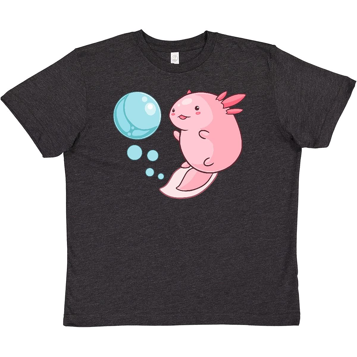 Cute Axolotl and Bubbles Heart Print Youth T-Shirt | Soft Cotton Kids Tee | Fun Animal Graphic Top for School, Parties & Everyday Wear