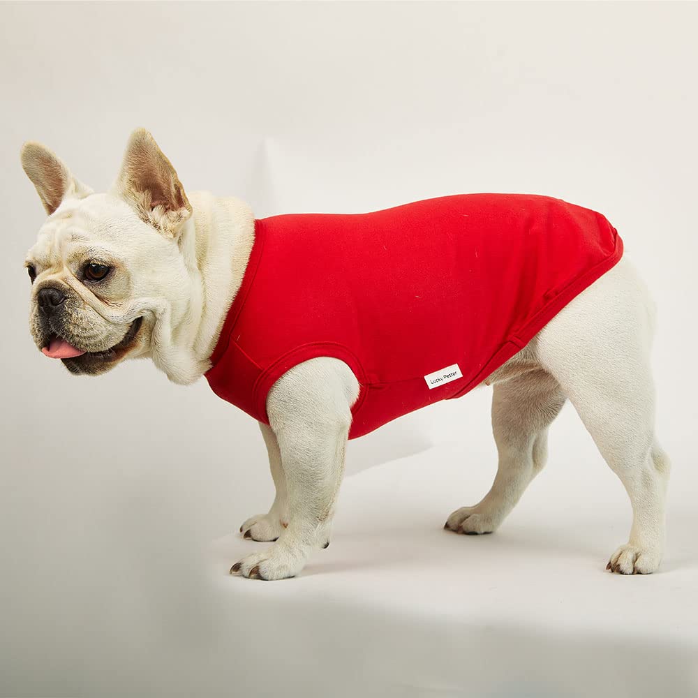 Breathable Cotton Dog Tank Top - Soft Sleeveless T-Shirt for Pets, Cool & Comfortable Summer Dog Clothes (Large, Red) - Perfect for Outdoor Walks, Beach Trips & Playtime
