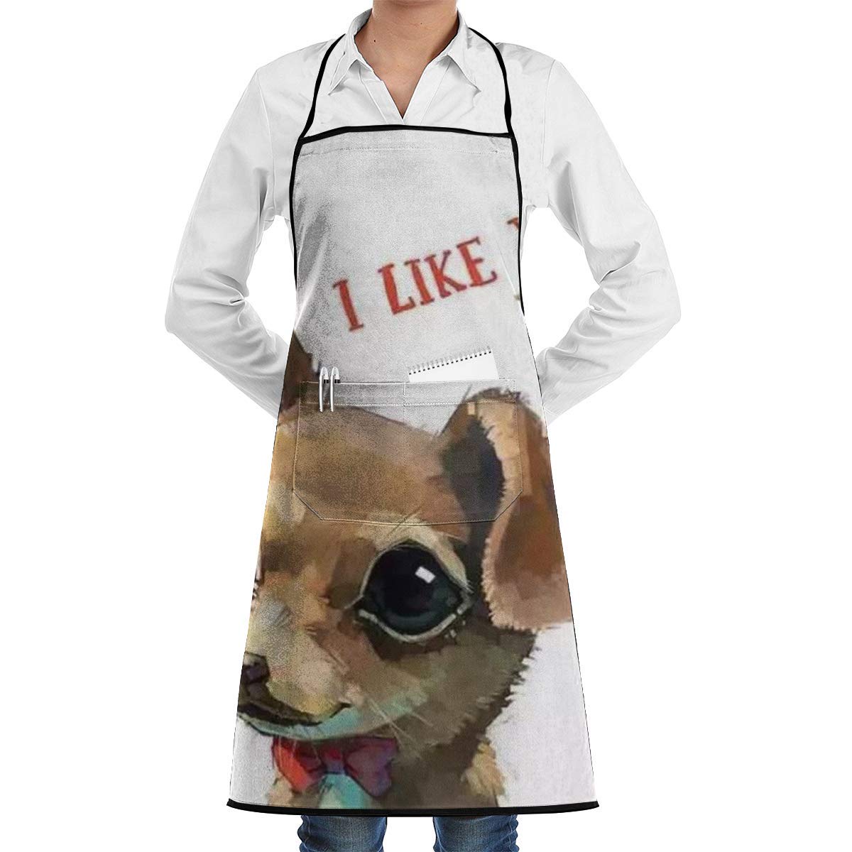 Cute Dog Kitchen Apron for Waiter or Server with 1 Pocket, Black, Ideal for Cooking, Crafting, and Restaurant Use - Perfect for Men and Women in Kitchen Fashion