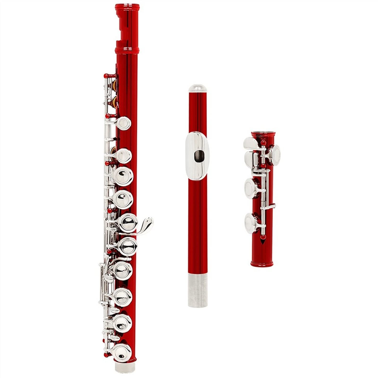 Premium Cupronickel Silver Key 16-Hole Closed Hole C Flute - Professional Band Instrument with Leather Cleaning Cloth & Case - Perfect for Beginners, Students & Performers - Ideal for School Bands, Concerts & Music Practice
