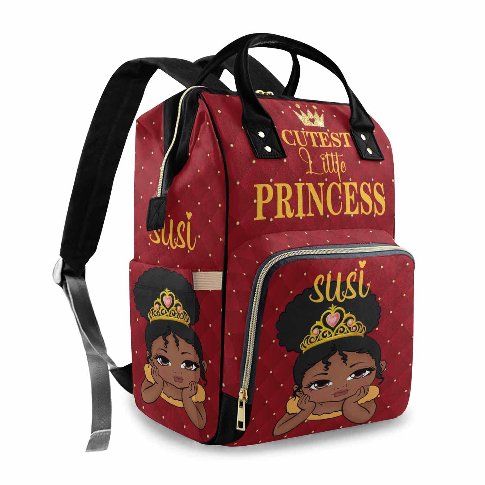 **Personalized Diaper Backpack for Baby Boys & Girls – Custom Name Monogrammed Crown Princess Design, Large Waterproof Nappy Organizer – Red Travel Daypack for Moms (Perfect Baby Shower Gift & On-the-Go Parenting Essential)**
