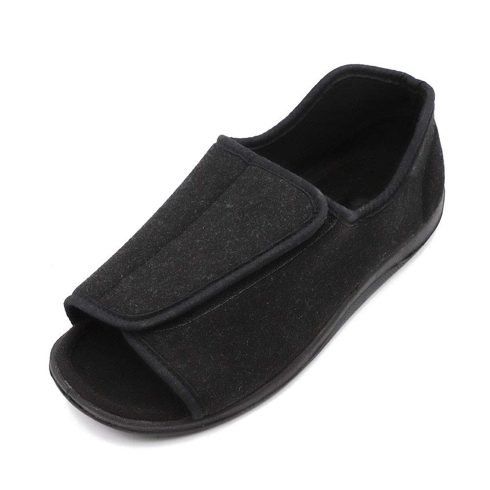 **Men's Open Toe Diabetic Slippers - Adjustable Orthopedic Wide Width Walking Shoes for Arthritis, Edema & Swollen Feet - Comfortable Recovery Footwear for Elderly Men - Ideal for Home, Hospital & Daily Use**