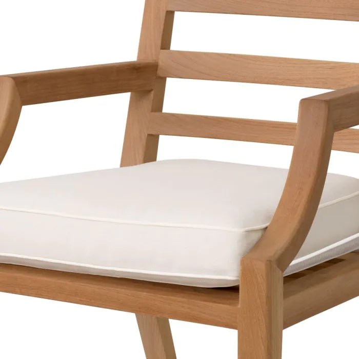 Handmade Designer Natural Color Arm Outdoor Dining Chair - Patio, Garden, Poolside, and Backyard Furniture for Relaxing and Entertaining