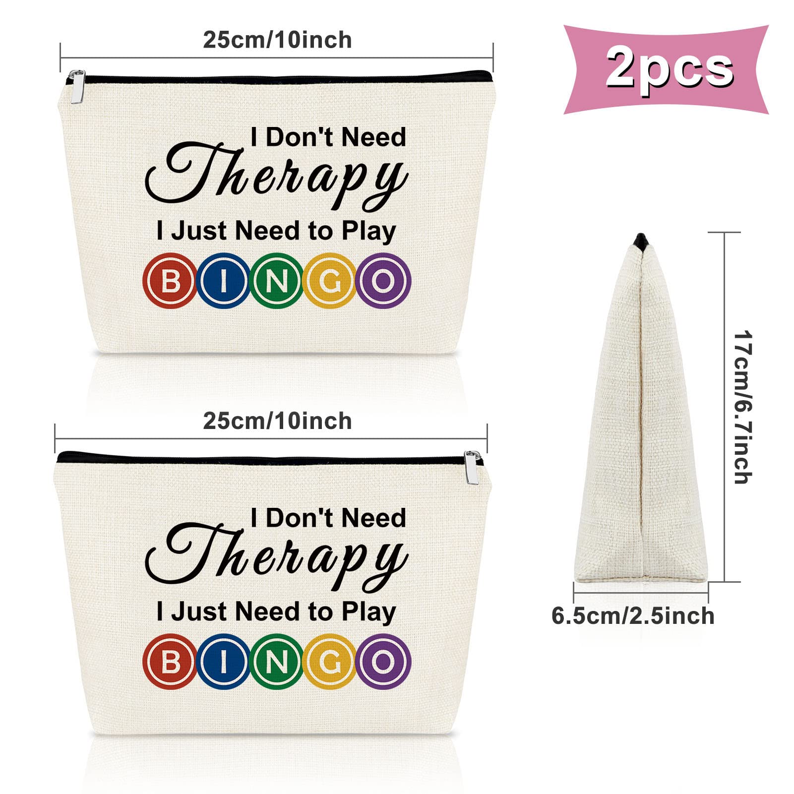 2 Pack Bingo Themed Makeup Bags - Perfect Gift for Bingo Lovers, Casino Enthusiasts & Women | Cosmetic Travel Pouch for Birthday, Christmas & Game Nights | Ideal for Travel, Parties & Casino Trips