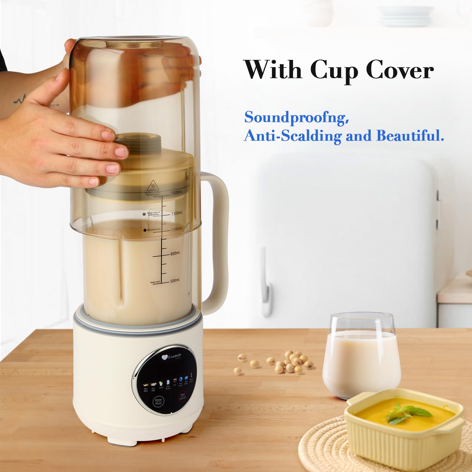 45oz Nut Milk Maker Machine - Automatic Homemade Almond, Oat & Soy Milk Maker with 12-Hour Timer, Auto-Clean & Keep Warm - Dairy-Free Plant-Based Beverage Machine for Healthy Juices & Nut Milks - Perfect for Vegan, Keto & Paleo Diets