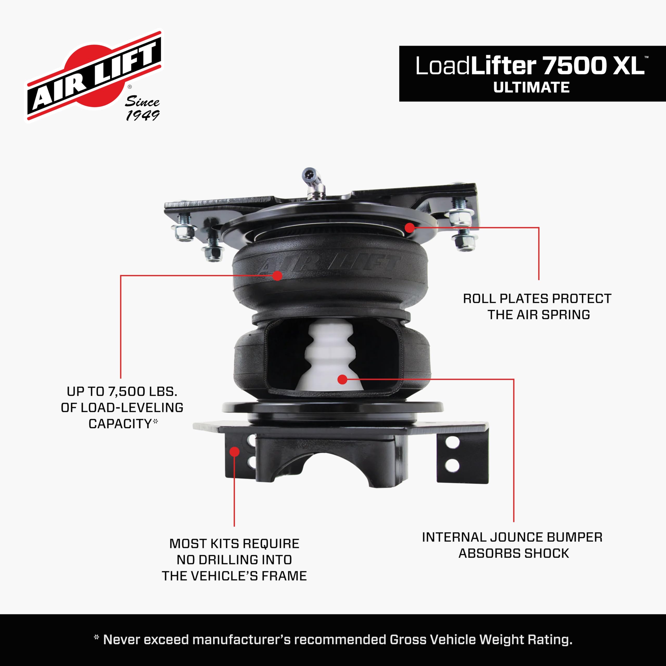 Air Lift LoadLifter 7500 XL Ultimate Air Spring Kit for 2014-2018 Ram 3500 4WD - Heavy Duty Truck Suspension Upgrade for Towing & Hauling - 57595