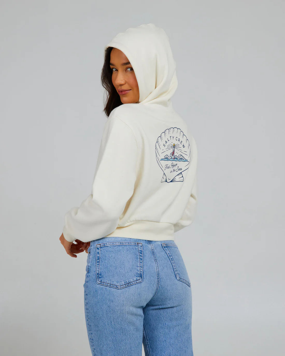 Salty Crew Scallop Crop Hoody - Women's Fashion Hooded Sweatshirt for Surfing, Beach & Casual Wear