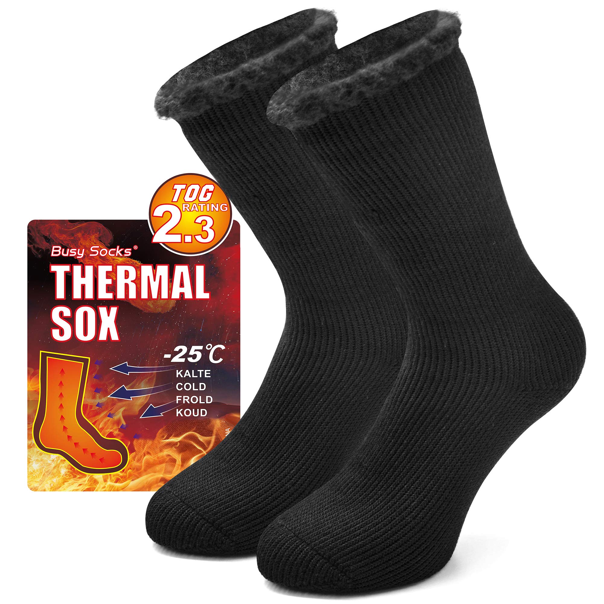 Thermal Winter Socks for Men & Women - Extra Thick Insulated Heated Crew Boot Socks for Extreme Cold Weather - Perfect for Skiing, Hiking & Outdoor Winter Activities