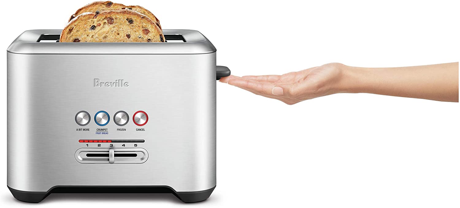 Breville A Bit More 2 Slice Toaster - Brushed Stainless Steel, 110/120V - Perfect for Breakfast, Office & Small Kitchens