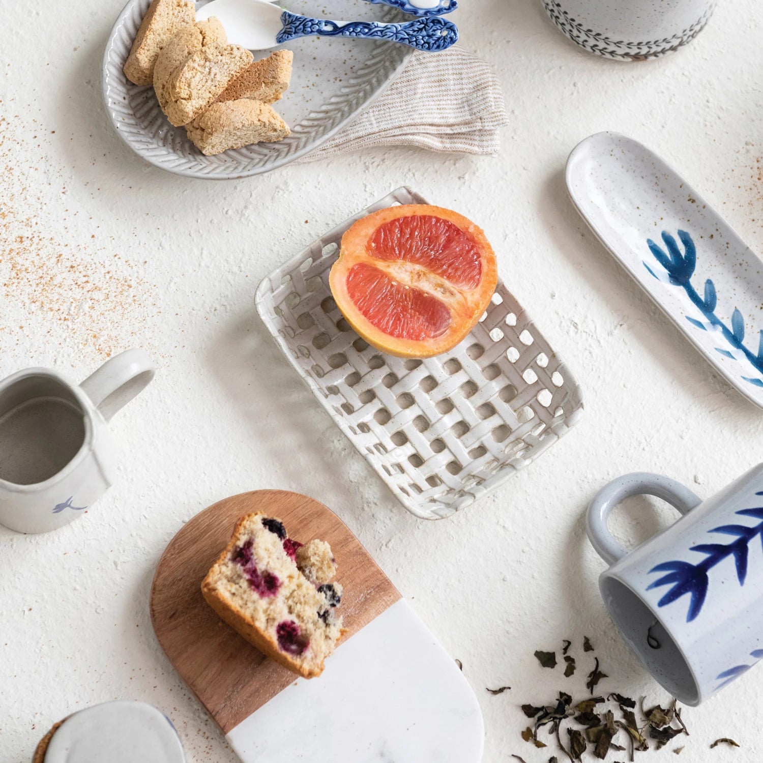 Handmade Stoneware Lattice Serving Tray - Rustic Farmhouse Cheese Board & Charcuterie Platter for Entertaining, Kitchen Decor, and Gift Giving