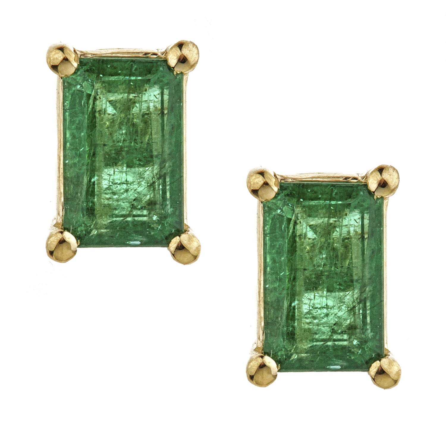 10K Yellow Gold Natural Zambian Emerald Earrings for Women | Ethically Sourced Handcrafted Jewelry | Perfect Holiday, Birthday & Anniversary Gift | Elegant for Parties, Weddings & Special Occasions