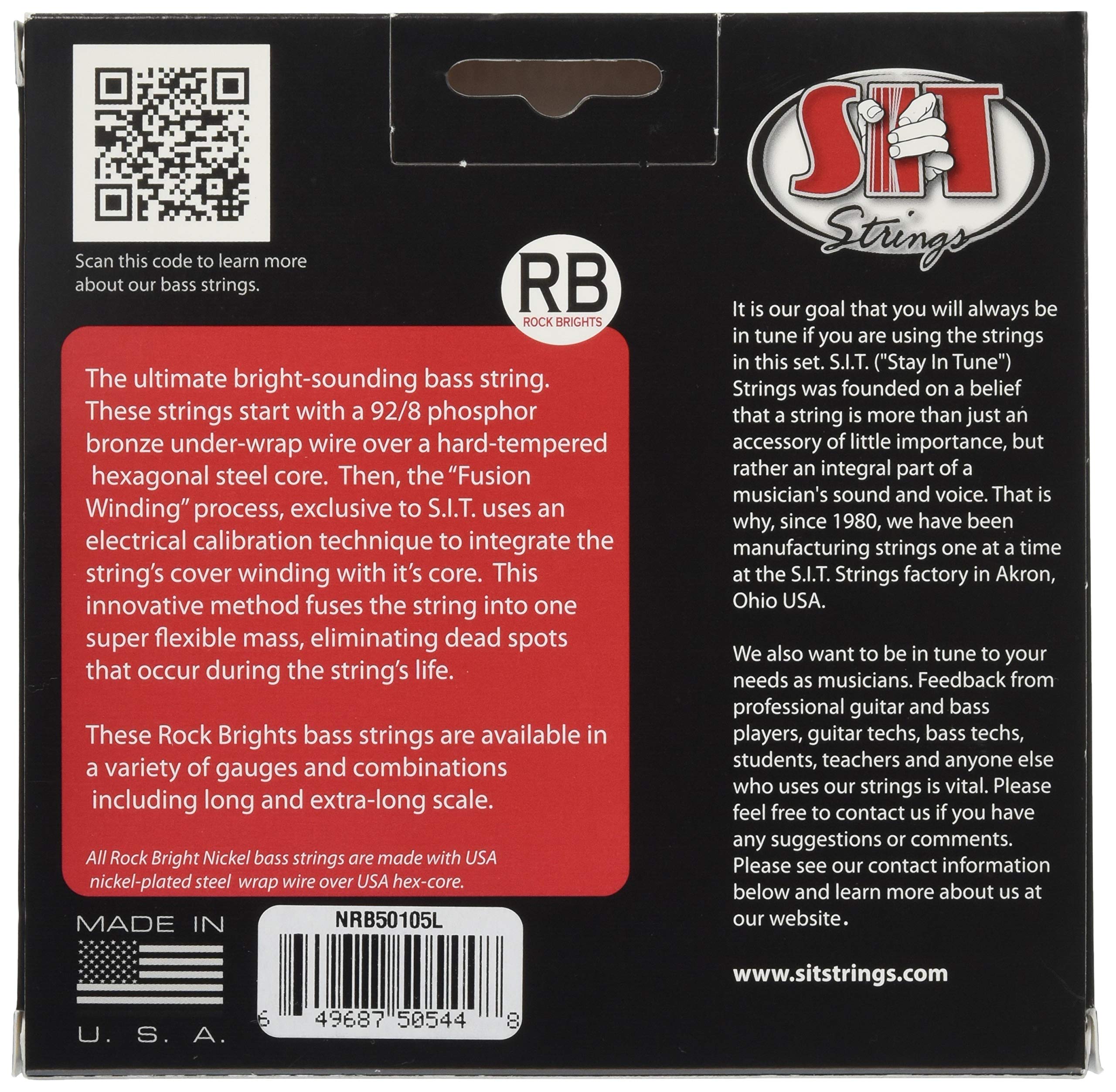 SIT Fusion Wound Nickel Bass Guitar Strings 4-String Set (50-105 Medium Gauge) - Premium Bass Strings for Rock, Jazz & Studio Recording