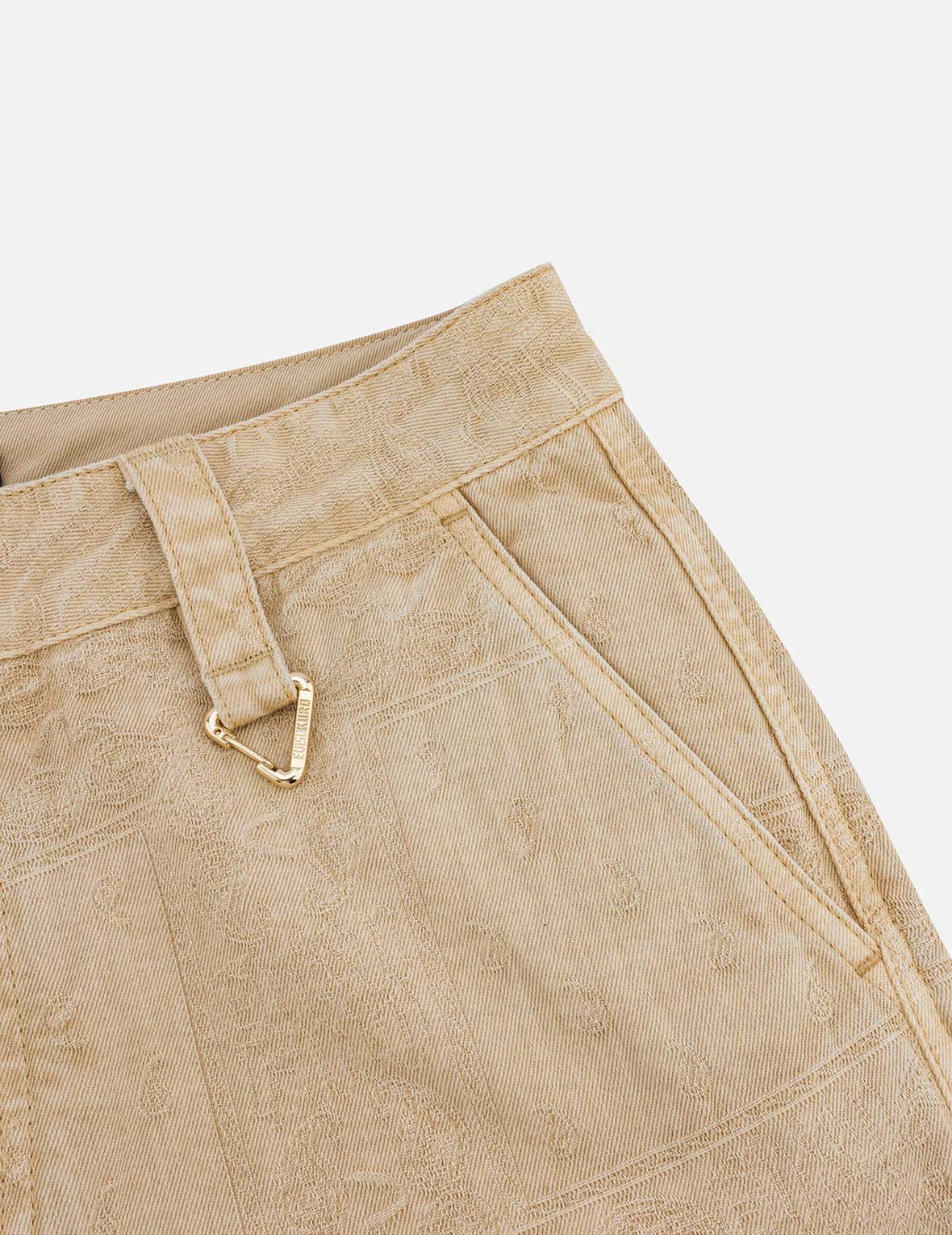Garment Dyed Paisley Jacquard Relaxed Fit Cargo Pants with Multiple Pockets - Stylish & Comfortable for Casual Wear, Travel, and Outdoor Activities