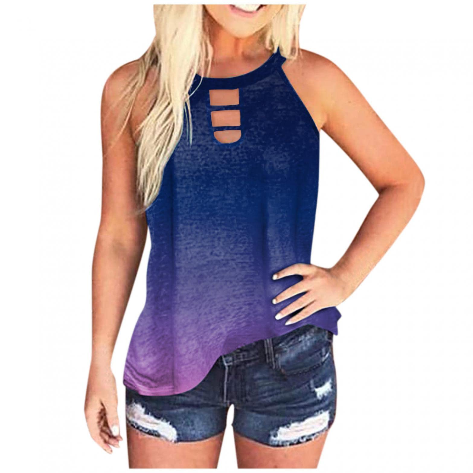 Women's Loose Fit Tank Top - Summer Sleeveless Hollow Out Halter Neck Fashion Tee Shirt | Casual Wear, Beach Outfit & Vacation Essentials
