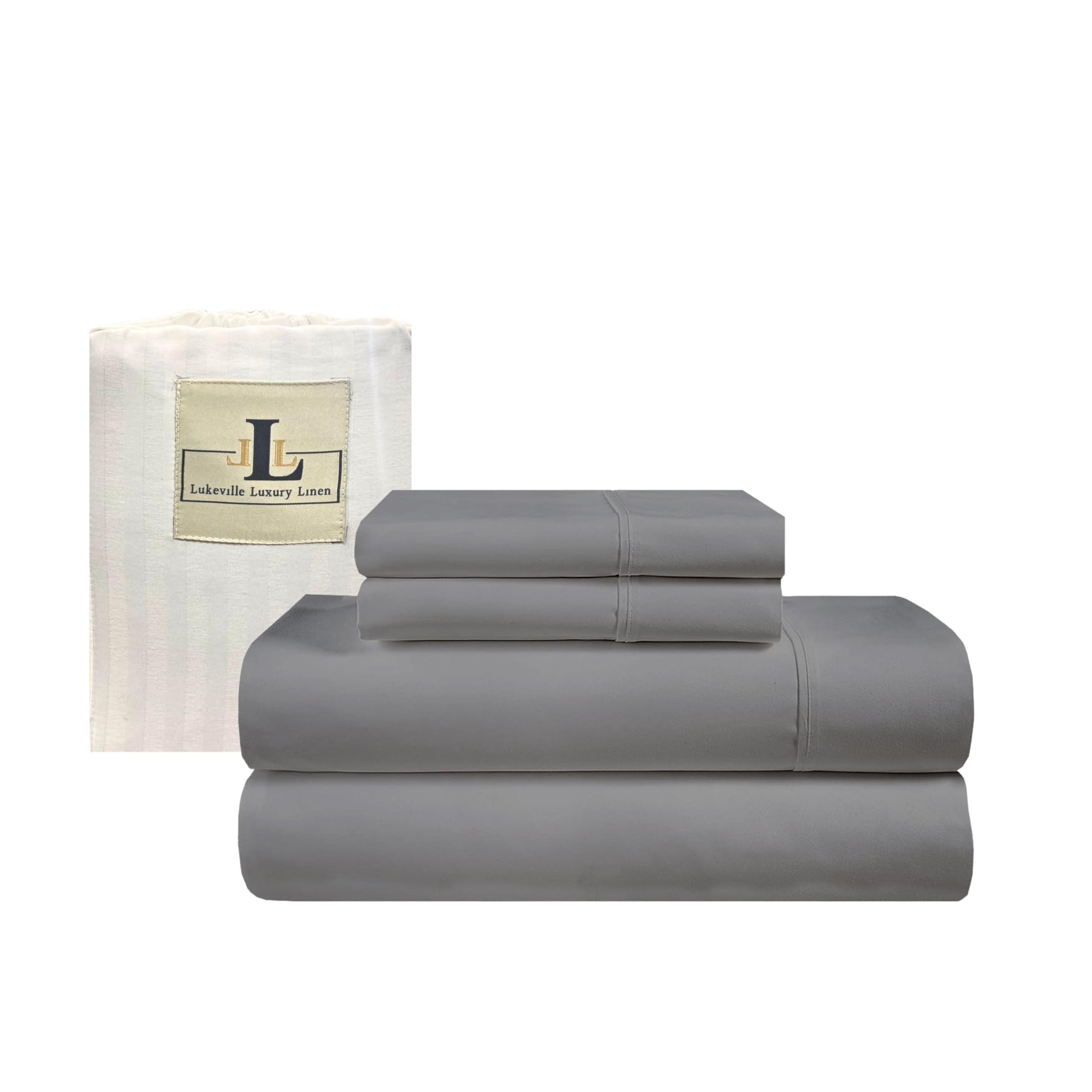 Lukeville Luxury 100% Cotton 4-Piece XL Bed Sheet Set - 500 Thread Count Ultra Soft & Breathable Cooling Sheets - Deep Pockets Fits 16