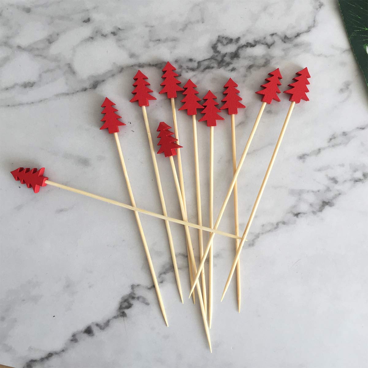 DOITOOL 200pcs Bamboo Cocktail Sticks - Reusable Party Toothpicks for Fruits, Appetizers & Drinks - Perfect for Cocktail Parties, Christmas Decorations & Home Entertaining