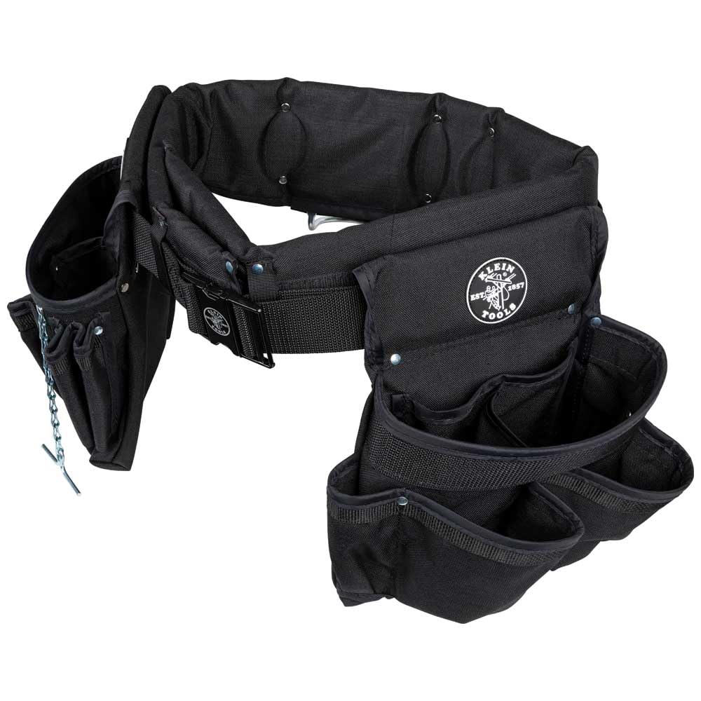 Klein Tools 5710M Electrician's Powerline Padded Tool Belt and Tool Pouch Combo Set - Medium 4-Piece for Comfortable Electrical Work & Construction Projects