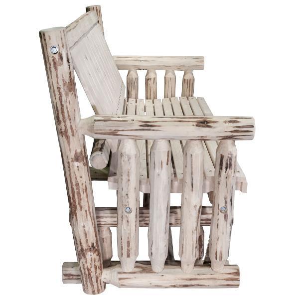 Montana Log Glider - Handcrafted Wooden Porch Swing for Outdoor Relaxation | Perfect for Decks, Gardens, and Patios