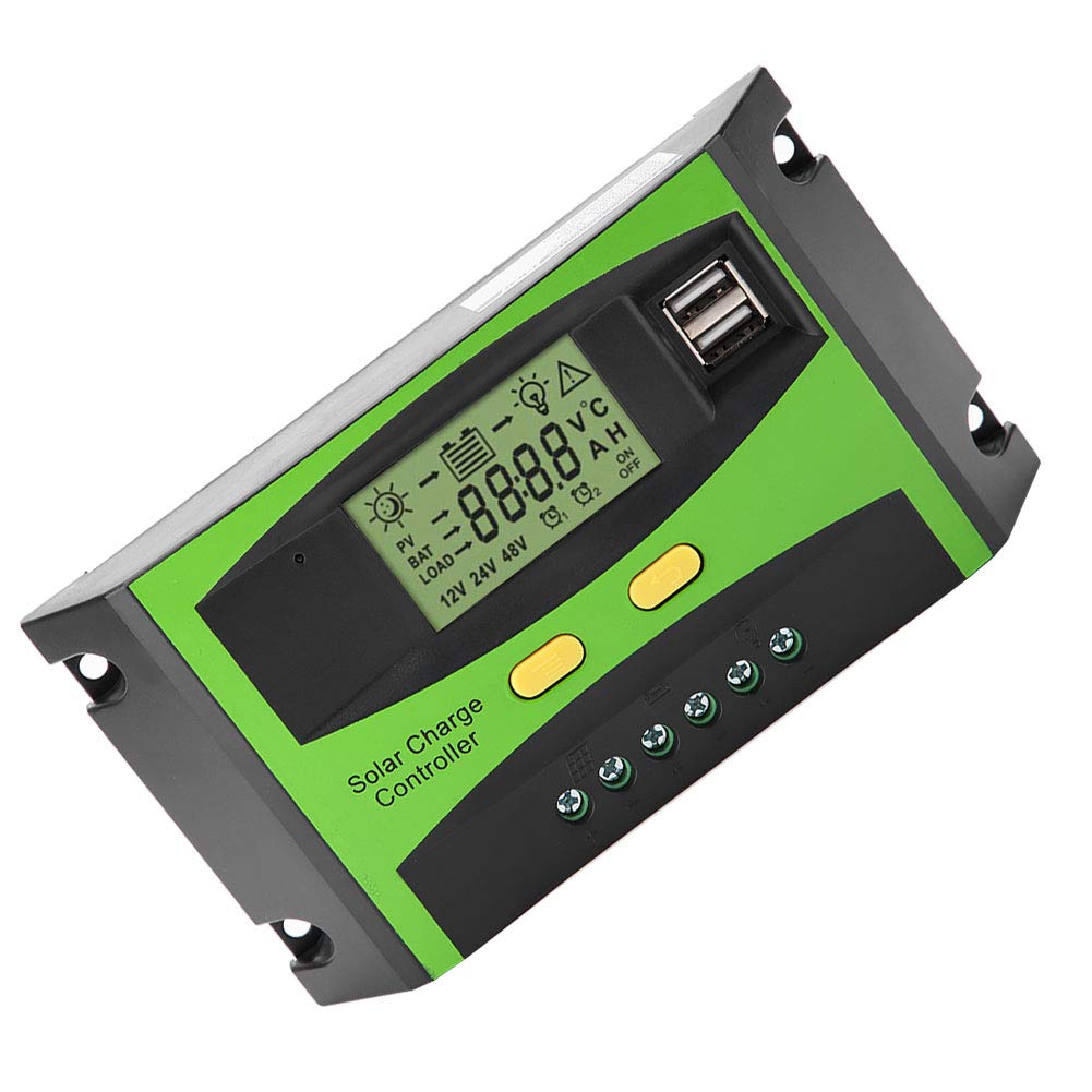 12V/24V PWM Solar Charge Controller with LCD Display - Efficient Solar Panel Regulator for Home, RV, Boat & Off-Grid Power Systems
