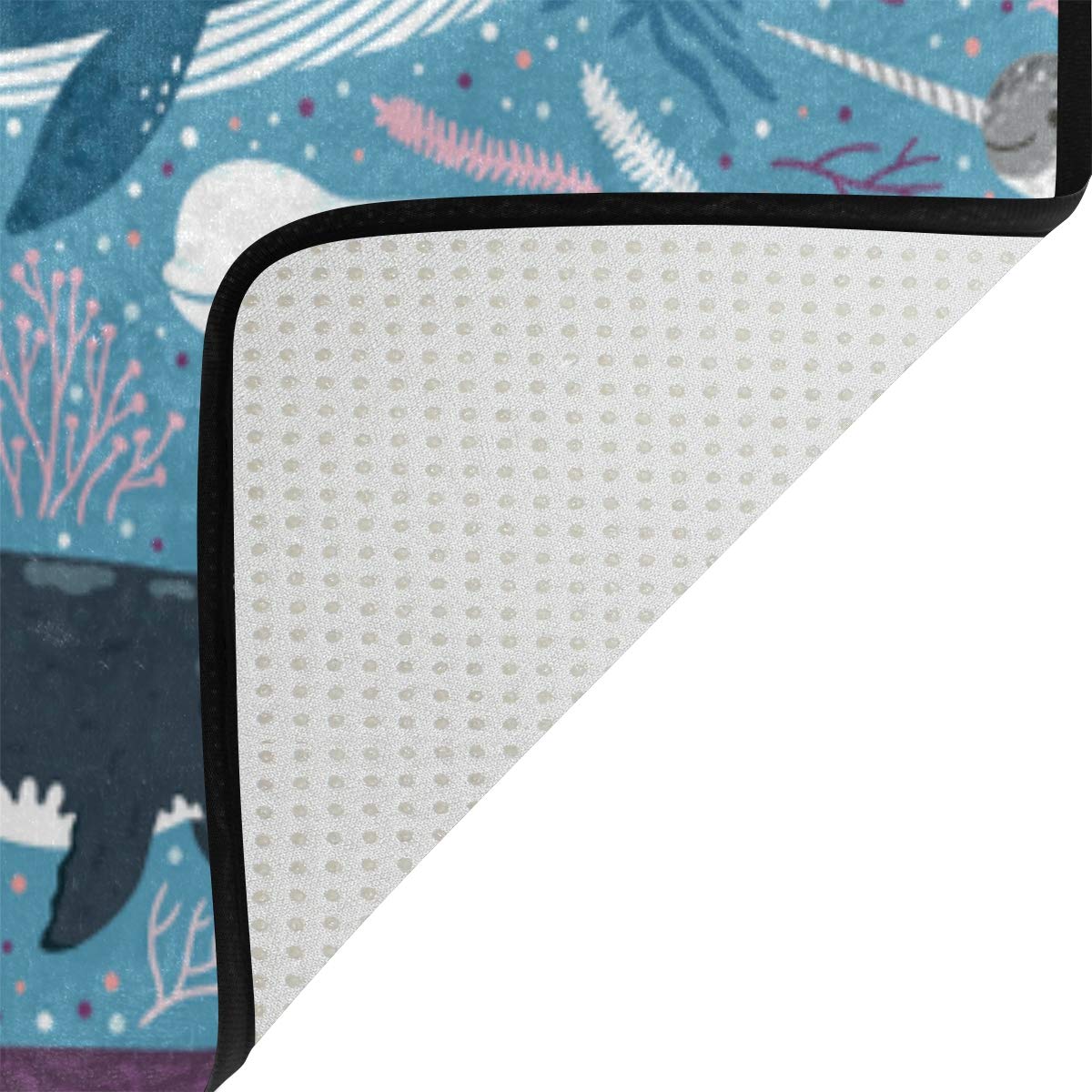 Whale and Shark Themed Non-Slip Area Rug Pad for Kids - 5'3
