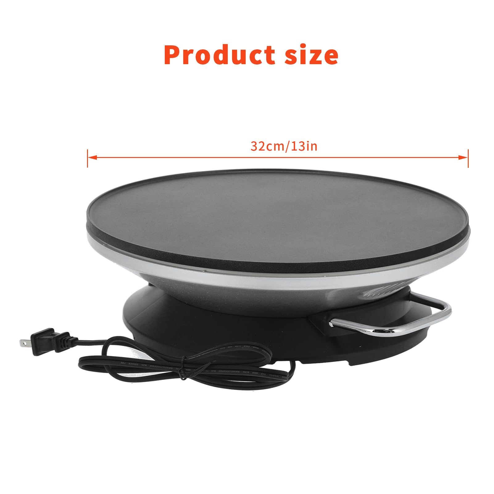 13 Inch Electric Crepe Maker - 1000W Stainless Steel Pancake Machine with 3-Temperature Control & Fast Heating - Perfect for Making Crepes, Pancakes, Blintzes, and Egg Rolls - Ideal for Home Breakfast, Brunch, and Party Cooking