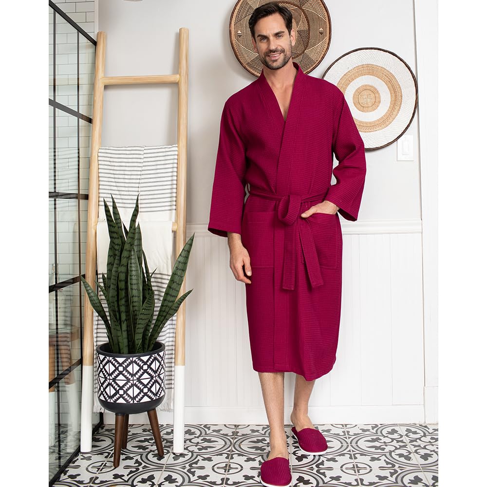 Premium Men's Cotton Waffle Bath Robe - Ultra Soft Spa Robe for Men | Luxury Lounge Wear for Home, Hotel & Relaxation