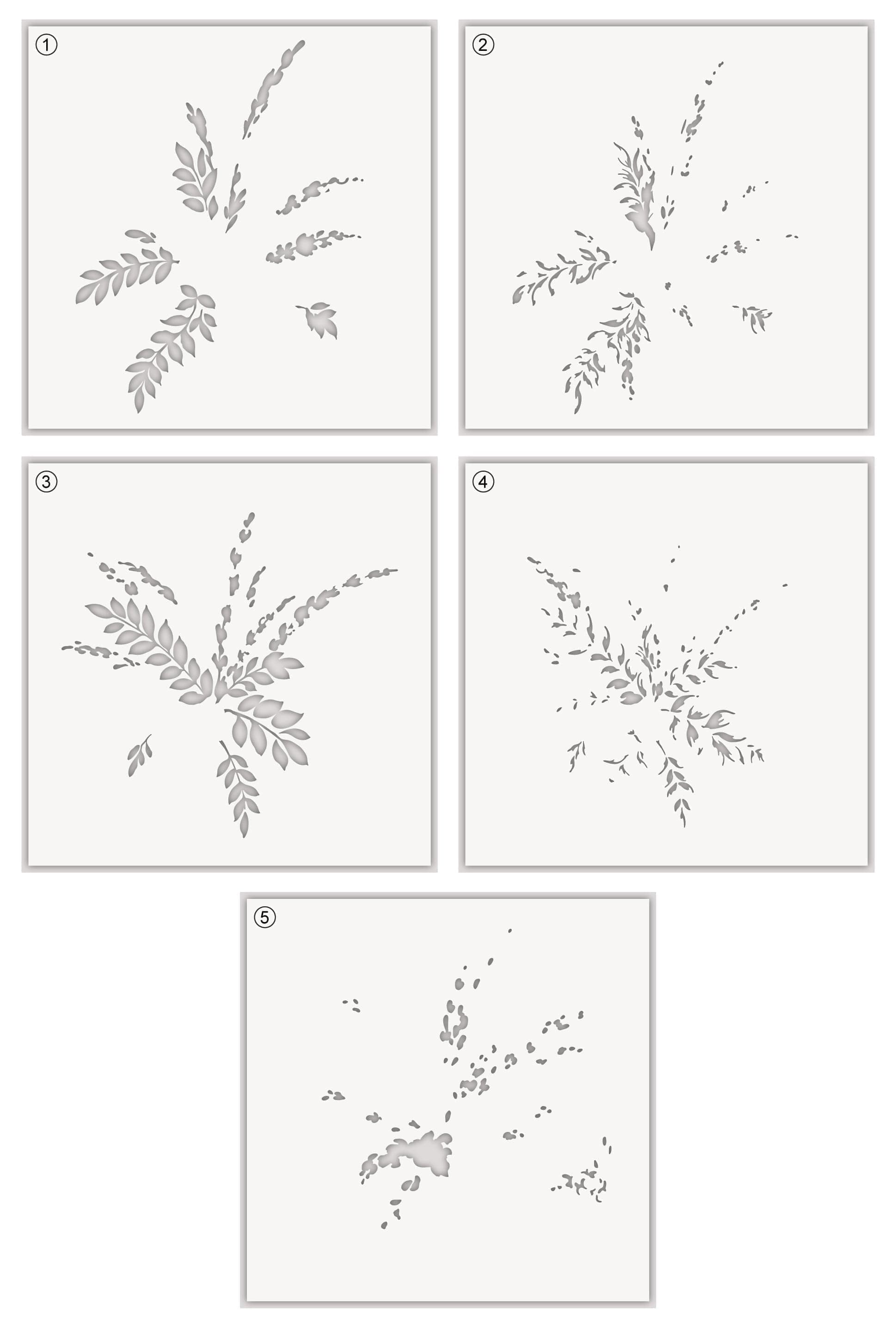 5-in-1 Meadow Burst Stencil Set for DIY Crafts, Wall Art, and Home Decor | Perfect for Scrapbooking, Card Making & Furniture Painting
