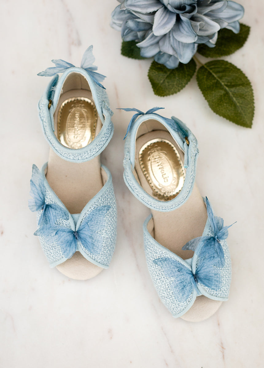 Mercedes Peep Toe Flats for Women - Pale Blue Comfortable Ballet Shoes | Perfect for Office, Casual Wear & Special Occasions