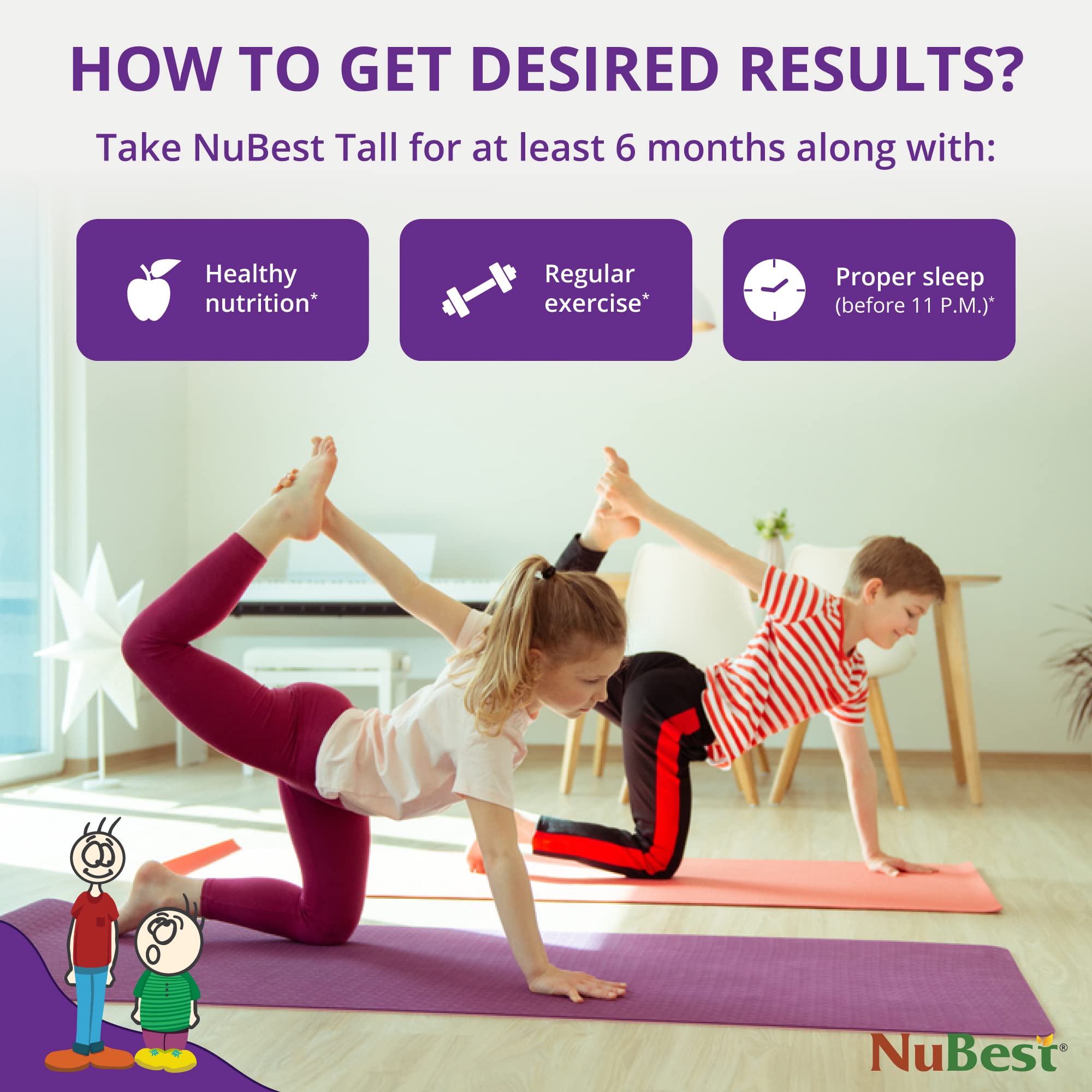 NuBest Tall Kids & Teens Height Growth Supplement - Calcium, Collagen & Herbs for Strong Bones, Immunity & Healthy Development - Ideal for Children 5+ Who Don't Drink Milk Daily - 2 Pack (2 Months Supply) - Perfect for School-Age Growth Support & Active Lifestyles