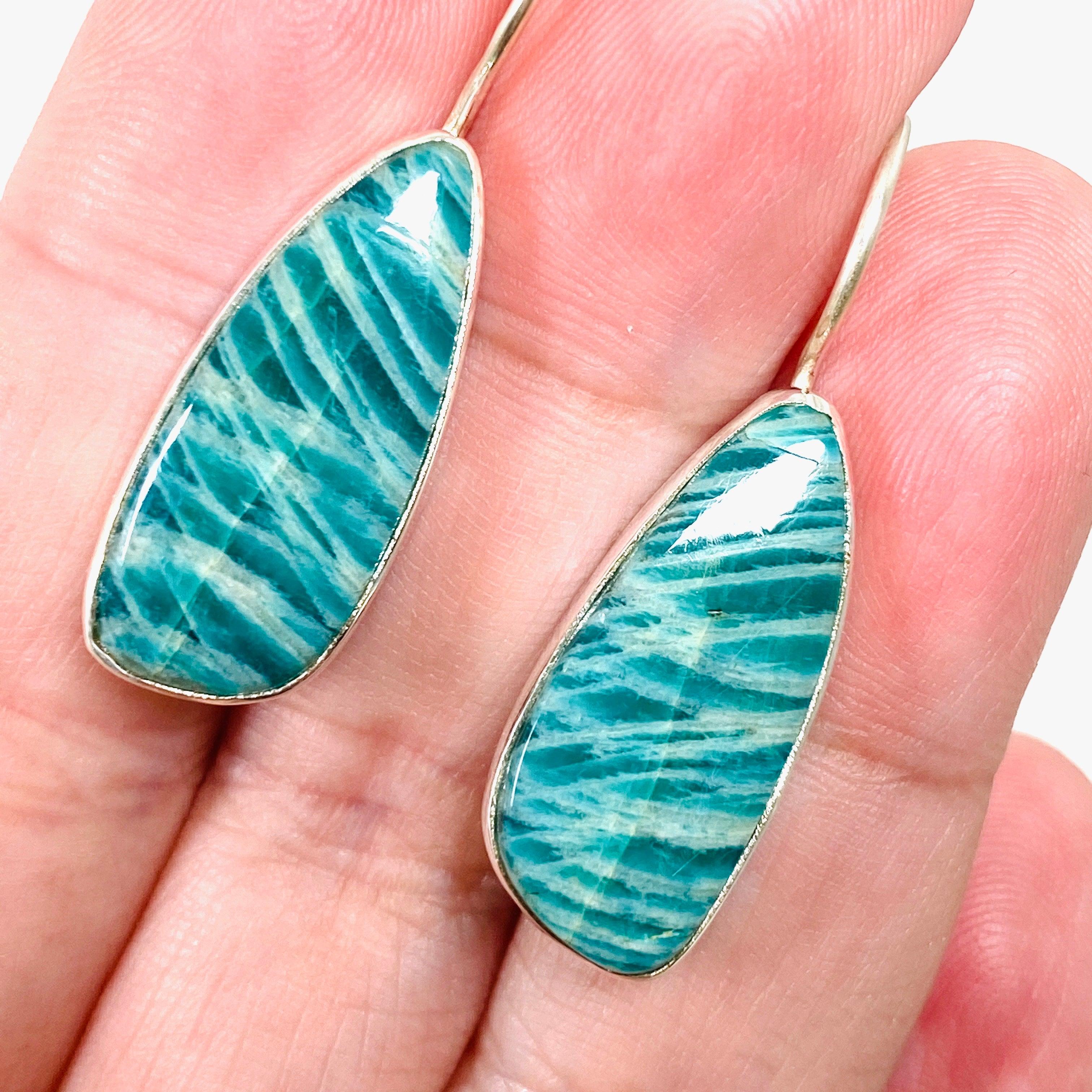 Amazonite Teardrop Earrings with Fixed Hook - Natural Stone Dangle Earrings for Women - Perfect for Weddings, Parties & Everyday Wear