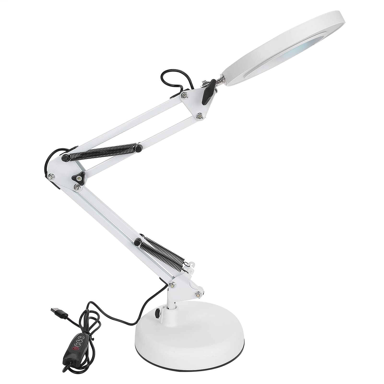 3-in-1 Magnifier Lamp with Adjustable Brightness & 3 Color Temperatures - USB Powered LED Desk Lamp for Nail Art, Makeup, Reading & Crafts | Perfect for Beauty Salon, Home Office & Study Room