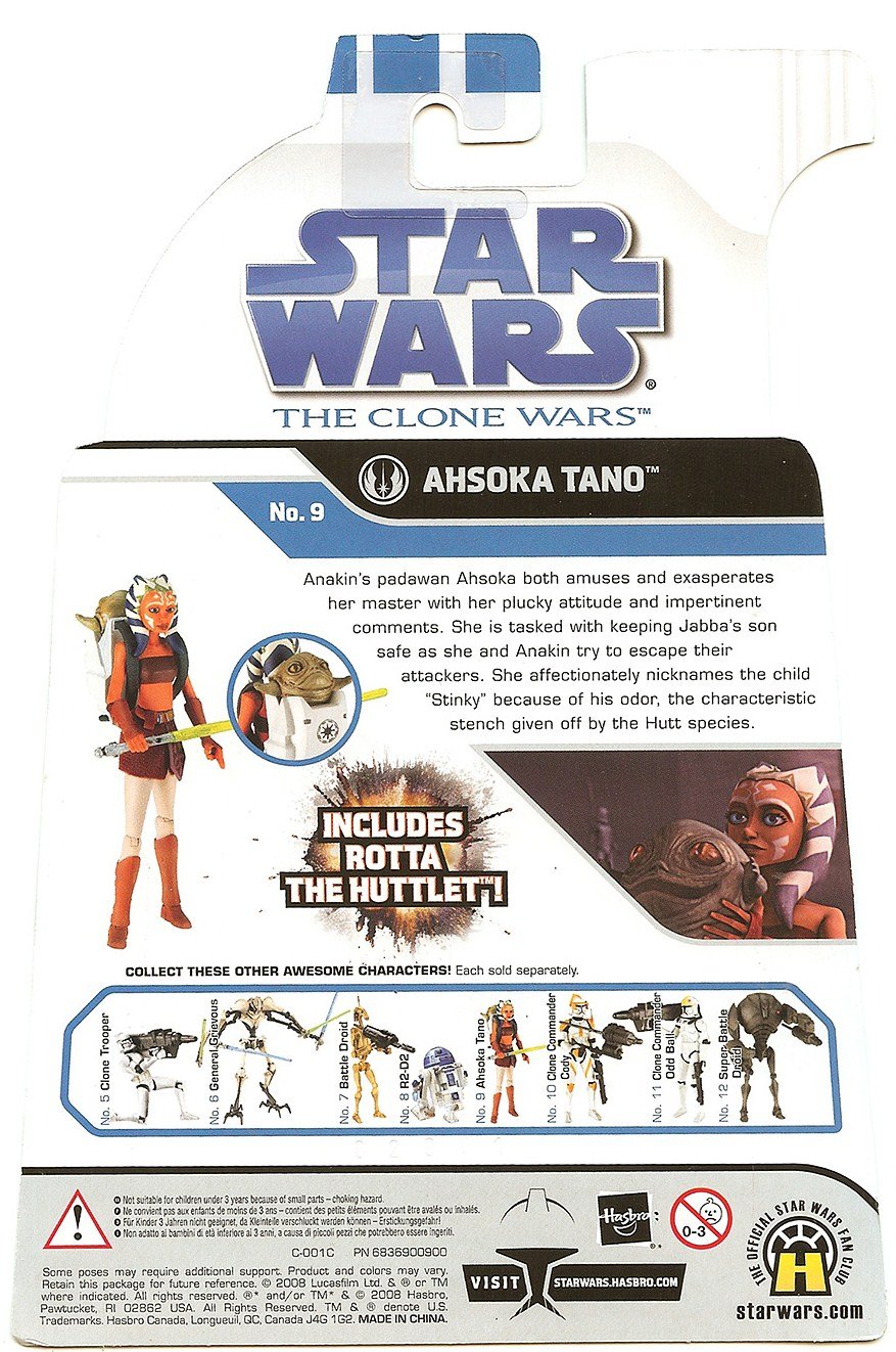 Star Wars Clone Wars Animated Action Figure - Ahsoka Tano with Rotta the Huttlet (6-Inch Collectible Toy) | Perfect for Display, Gifts & Star Wars Fans Collection