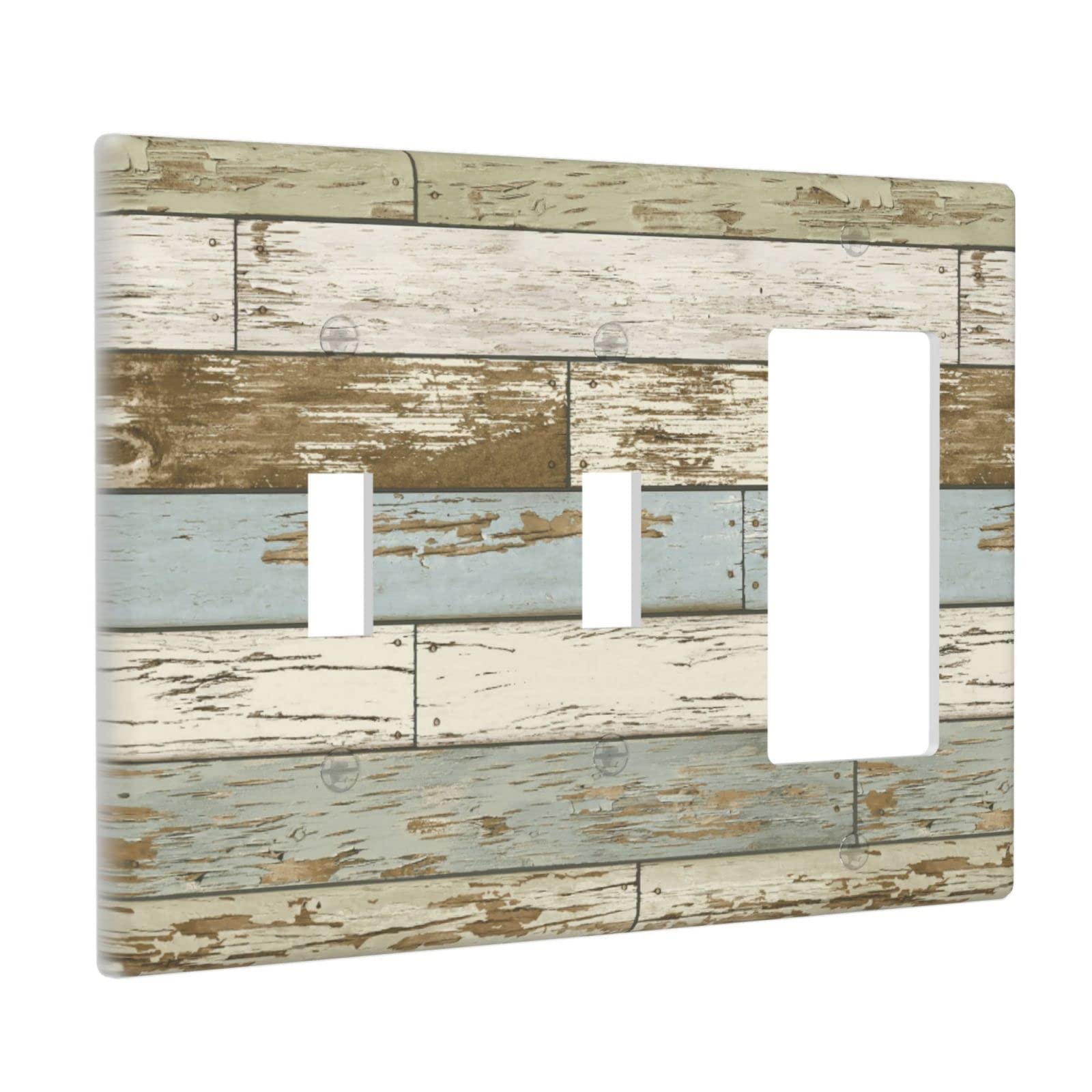 Farmhouse Style 3 Gang Wall Plate with 2 Toggle & 1 Rocker Switch - Standard Size 4.5