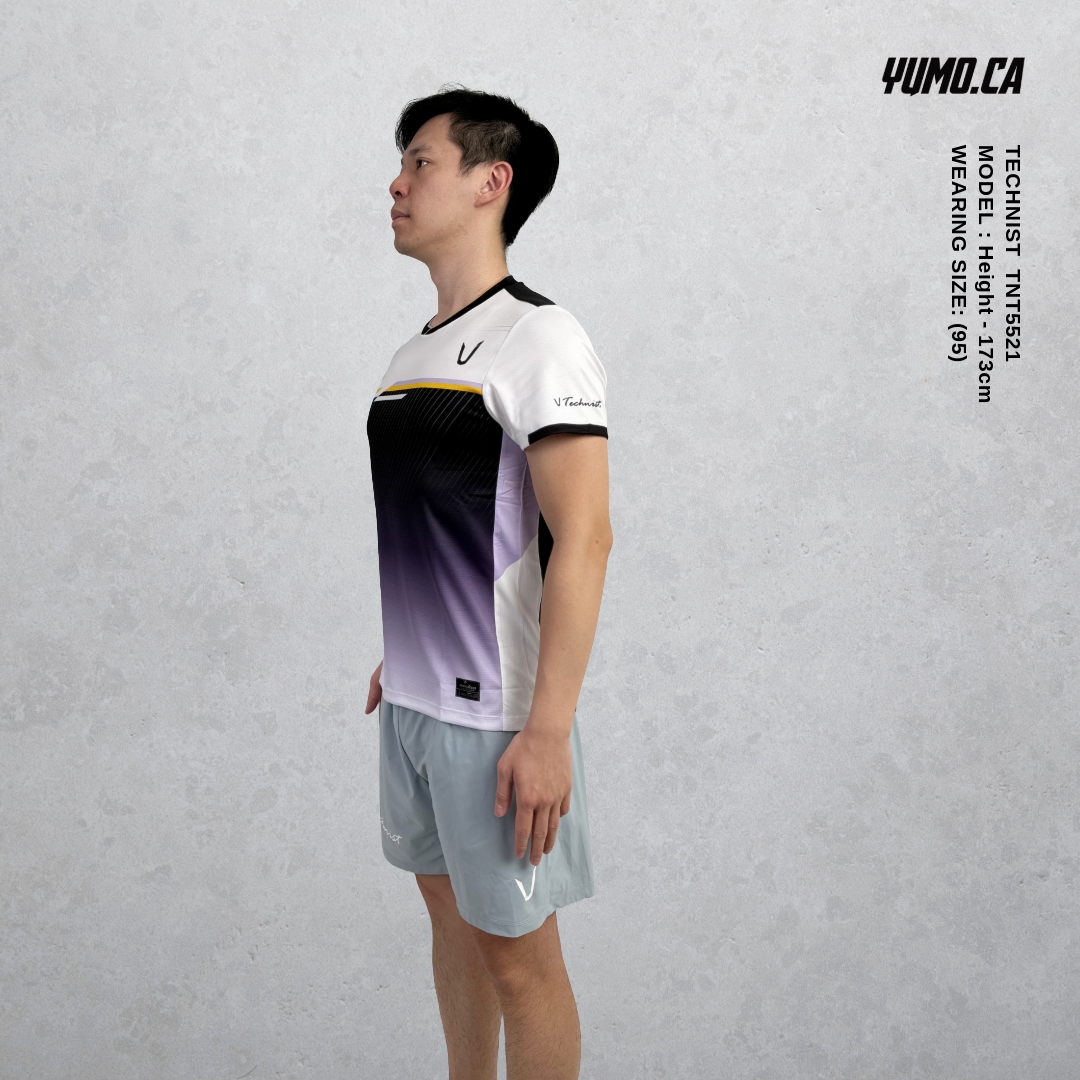 Technist TNT5521 Men's Gaming T-Shirt - Breathable Cotton Short Sleeve Tee for Gamers [Deep Purple, Black & White] - Perfect for Esports, Gaming Tournaments & Casual Wear