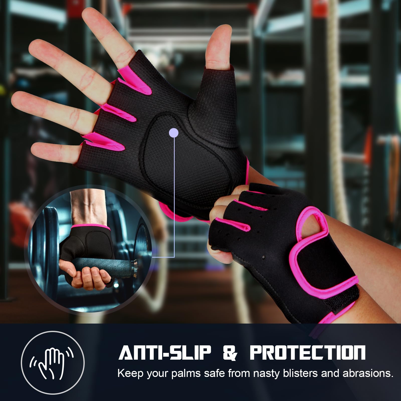 Flammi Women's Workout Gloves - Non-Slip Gym Gloves for Weightlifting, Cross Training & Fitness - Breathable & Padded Exercise Gloves for Women (Ideal for Yoga, HIIT, Cycling & Home Workouts)