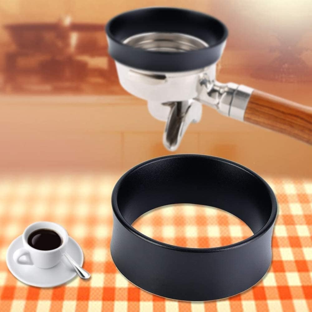 Premium 58mm Espresso Dosing Funnel - Magnetic Anodized Aluminum Coffee Portafilter Funnel with Reusable Puck Screen (Black) - Perfect for Baristas & Home Coffee Brewing