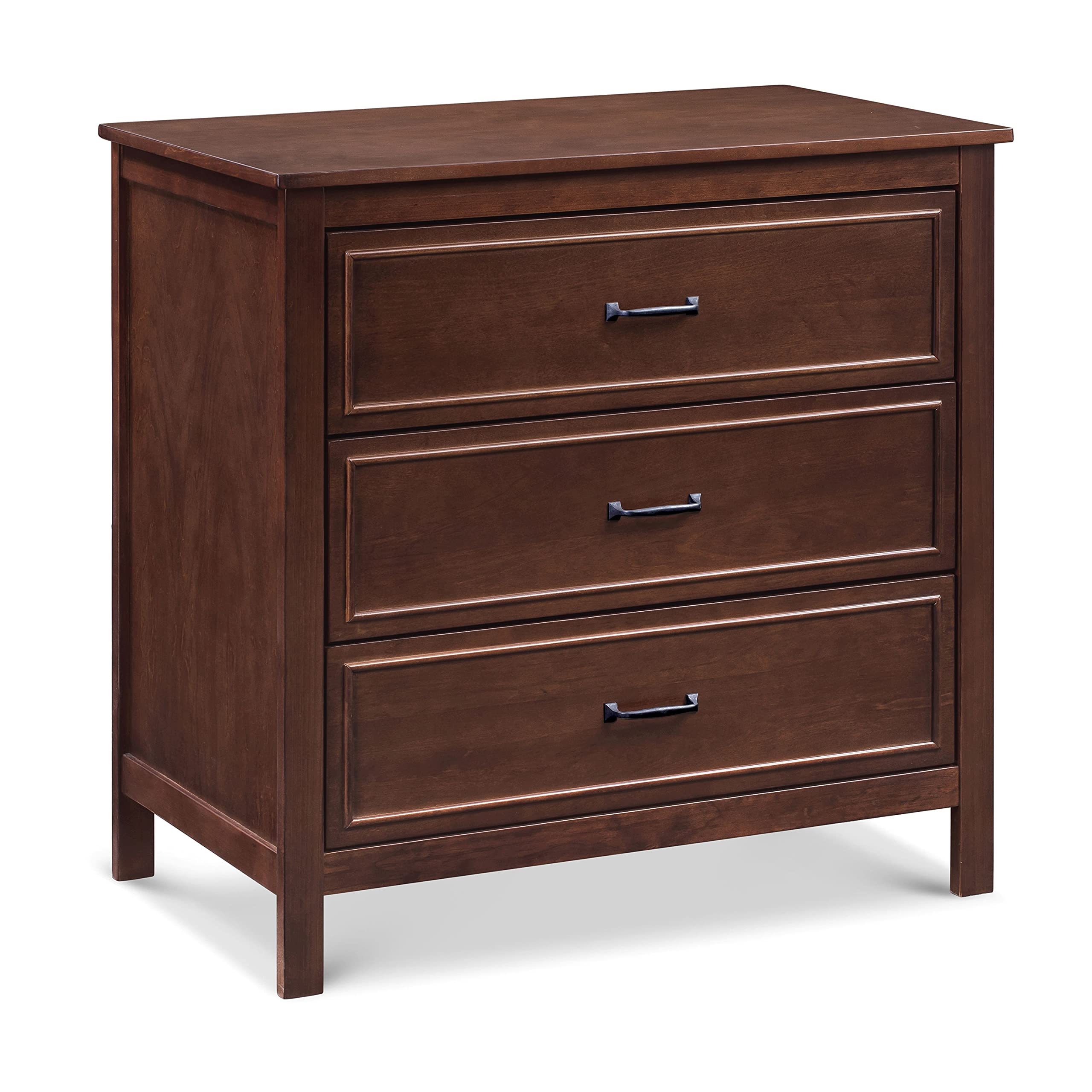 DaVinci Charlie 3 Drawer Dresser - GREENGUARD Gold Certified Compact Wooden Chest for Nursery, Bedroom & Living Room - Nightstand & Storage Cabinet with Easy Assembly in Espresso Finish - Perfect for Baby Rooms, Small Spaces & Closet Organization