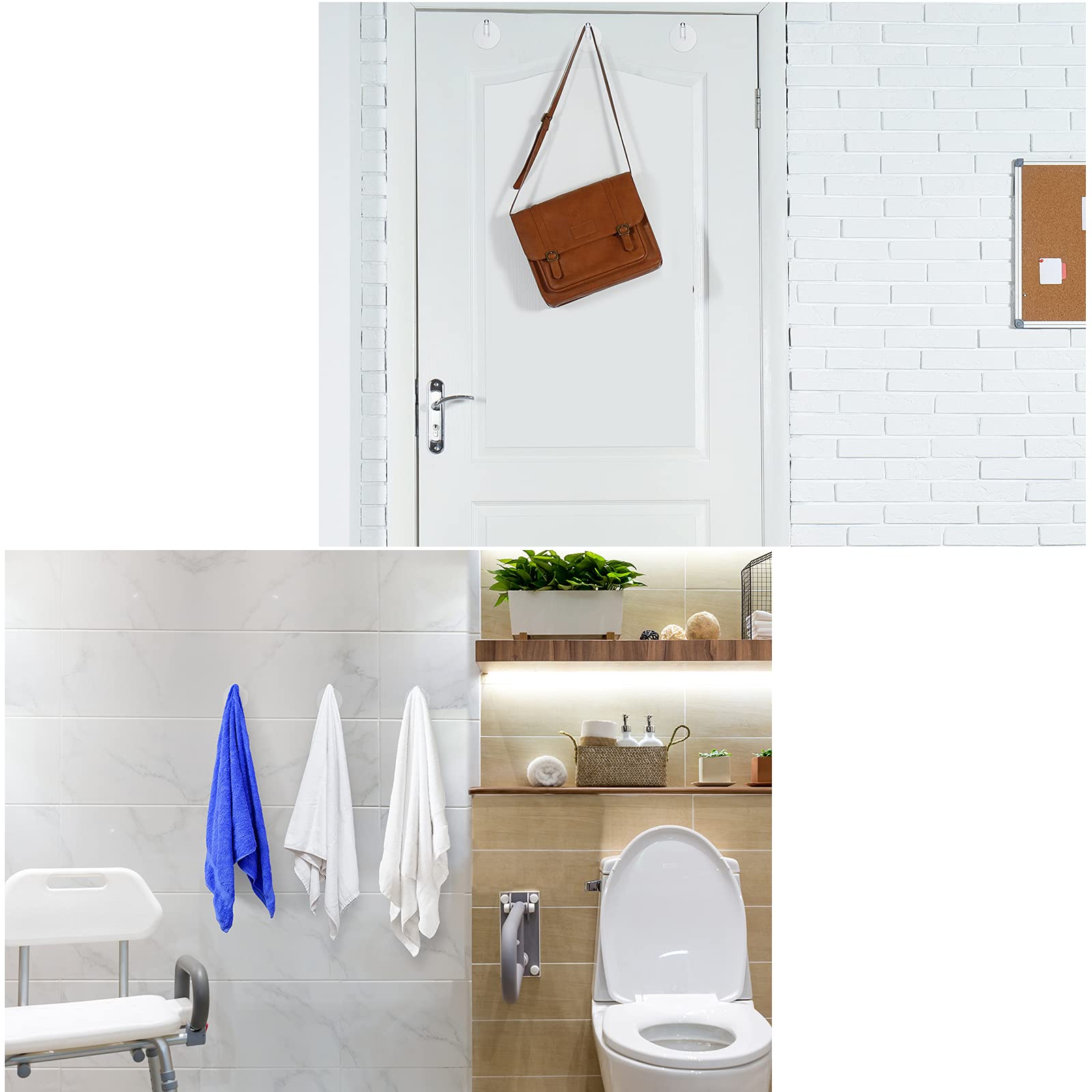 Queekay 6-Pack Clear Acrylic Adhesive Wall Hooks - Heavy Duty 9 lb Capacity Hat & Towel Hangers for Bathroom, Kitchen, Office - Space Saving Robe & Coat Hanger Organizer for Home & Dorm Decor