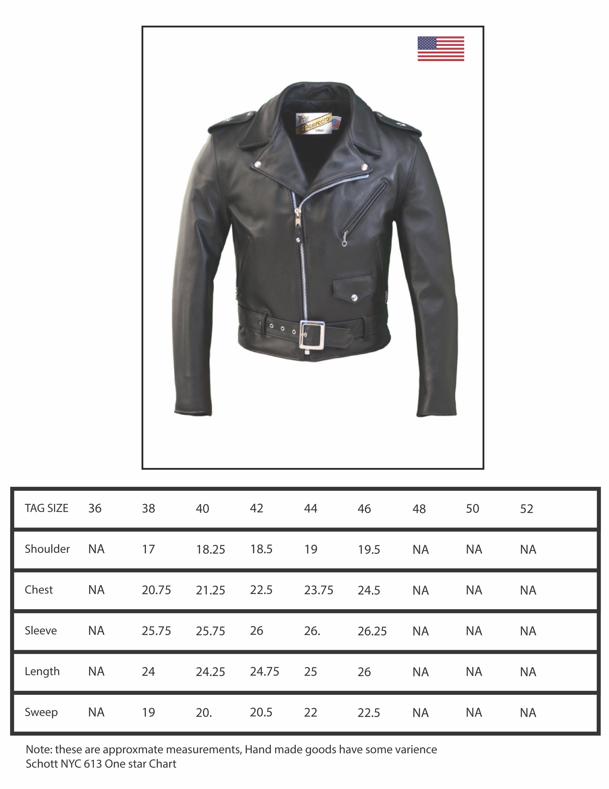 Schott NYC 613 1 Star Black Genuine Leather Jacket for Men - Classic Biker Motorcycle Style - Perfect for Riding, Casual Wear & Night Out