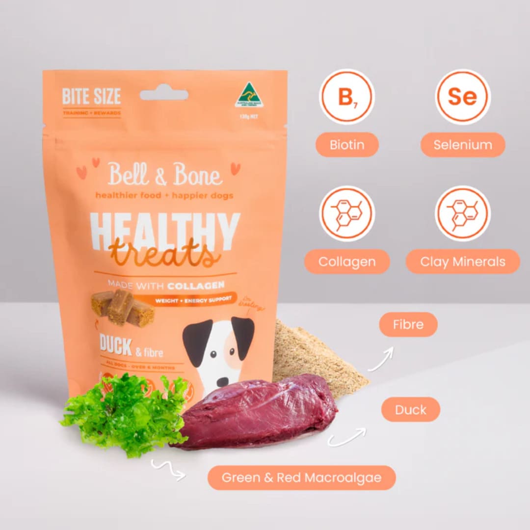 Bell & Bone Duck & Fiber Dog Treats for Weight Management & Energy Support - Healthy Snacks for Adult Dogs - Perfect for Training, Rewards & Digestive Health