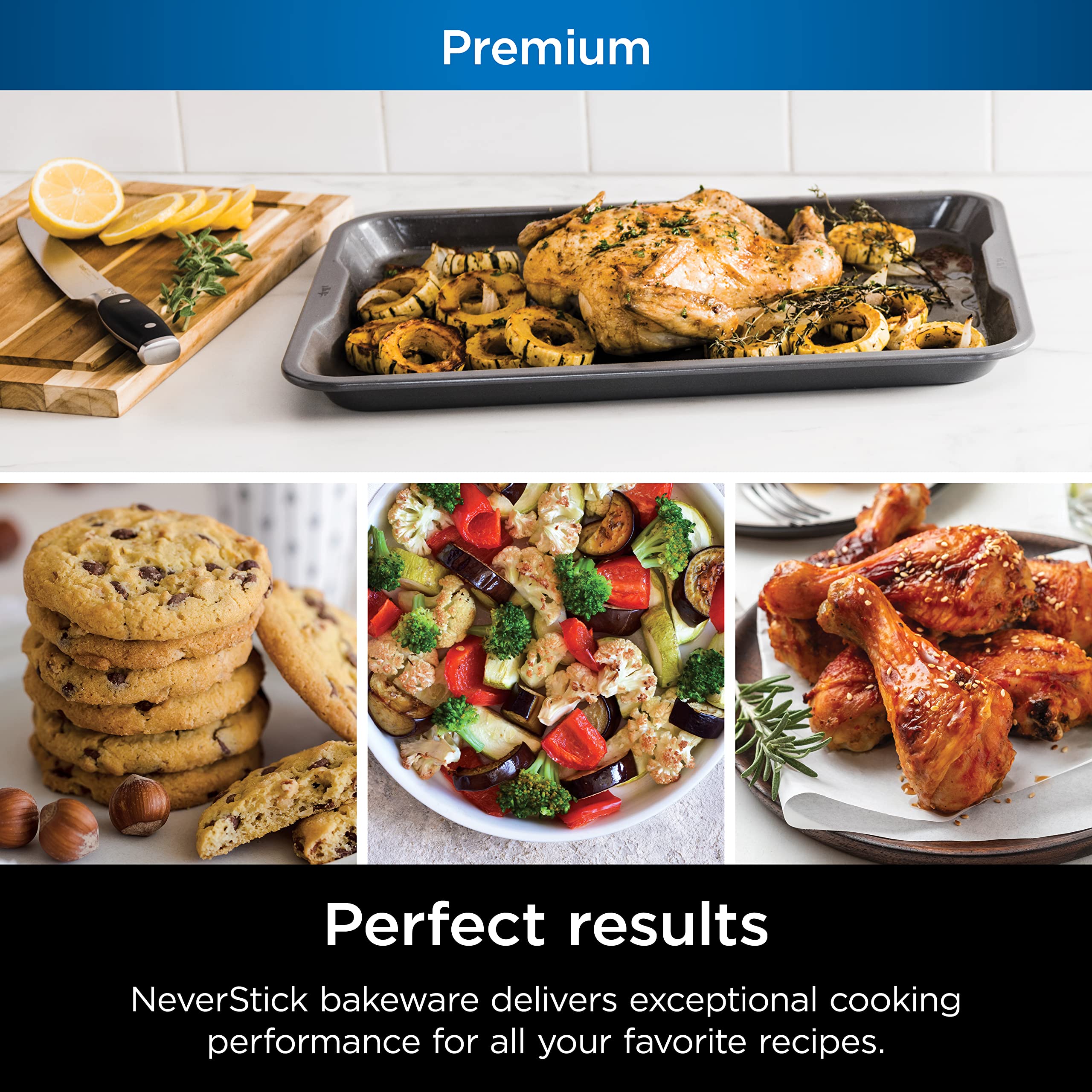 Ninja B30013 Foodi NeverStick Premium 9x13 Inch Nonstick Baking Sheet - Oven Safe to 500°F, Dishwasher Safe, Grey - Perfect for Cookies, Roasting Veggies & Sheet Pan Dinners