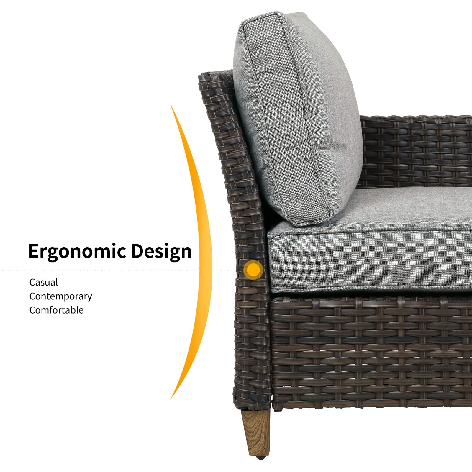 Outdoor Wicker Sectional Sofa Set with Thick Cushions - Modular Patio Furniture for Deck, Porch, Poolside & Garden - Left Arm Sofa - Perfect for Relaxing, Entertaining & Outdoor Lounging